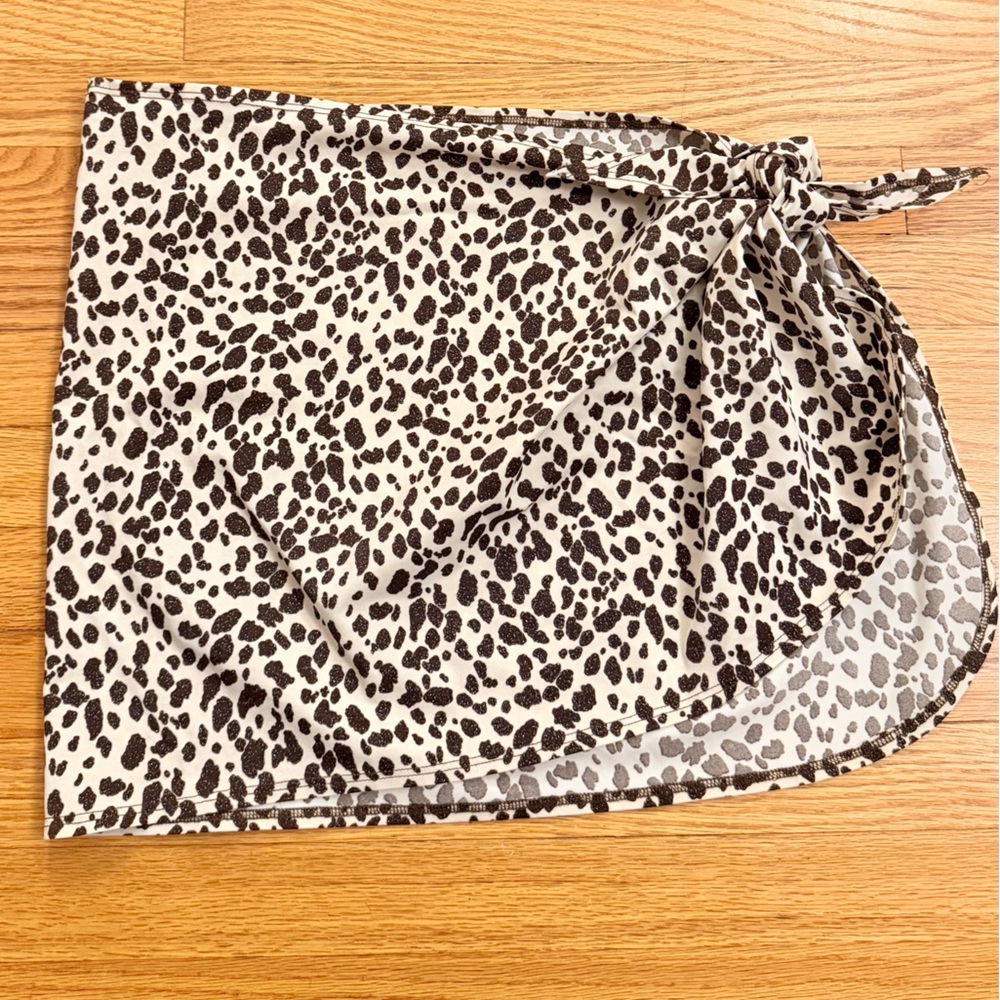 bebe Brown and Cream Leopard Print Swim Sarong